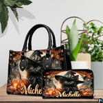 Personalized Halloween Leather Handbag – Custom Witch 3D Printing Effect Purses For Women – Spooky Gothic Shoulder Bag