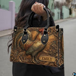 Personalized Animal Leather Handbag – Custom Name Flowers with 2D Print with 3D Effect – Gift for Gramma, Mom, Daughter