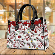 Back view featuring matching allover Christmas sugar cookie and peppermint candy design.