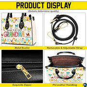 Mothers Day Gift Leather Bag- Personalized Grandmas Purse With Grandkids Names, Grandma Handbag Birthday Gifts For Mom Women