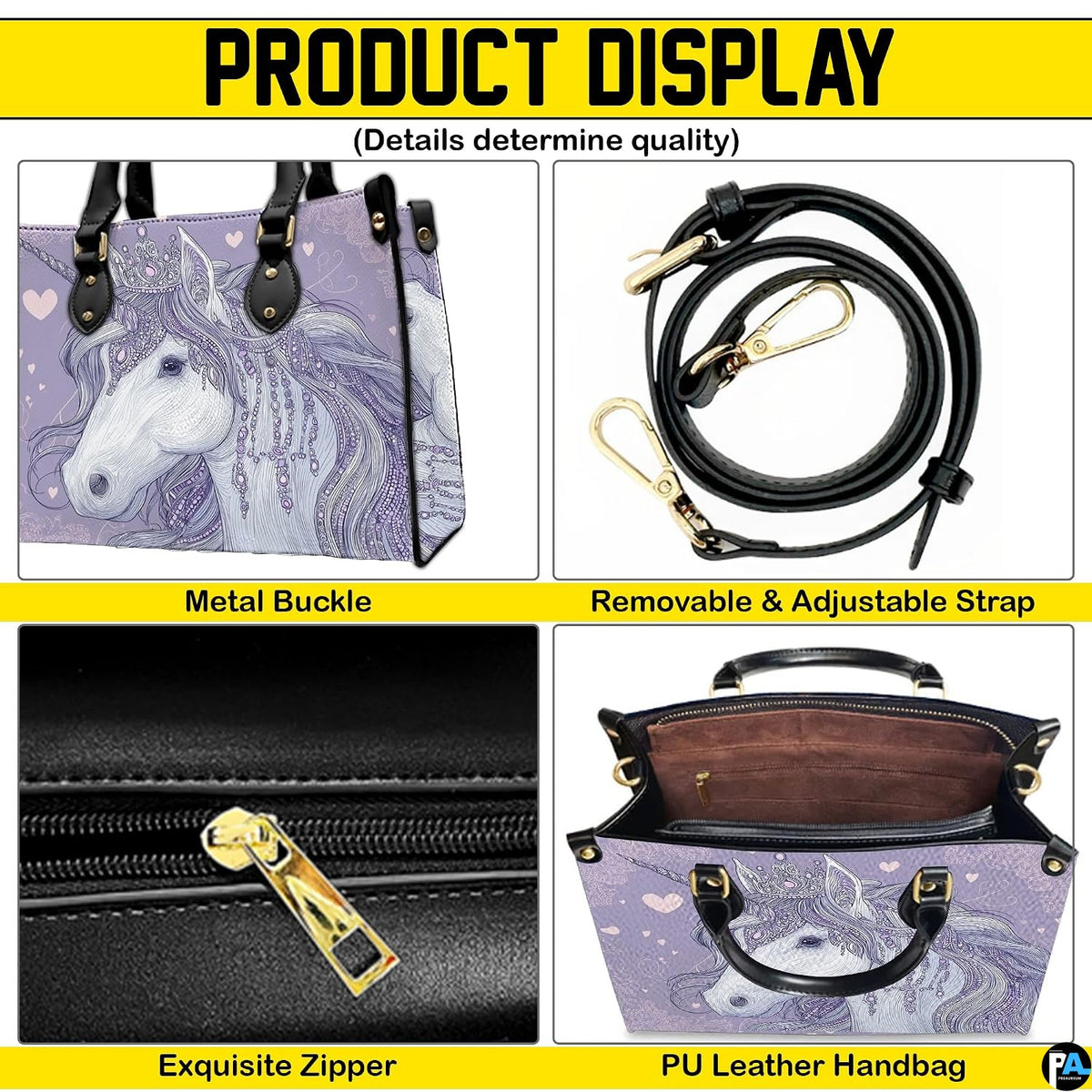 Open interior view of matching unicorn wallet displaying card slots and zipper pocket.