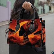 Personalized Black Women Leather Bag, Custom Name African Purses and Handbags Gifts for Mom Birthday Christmas Mothers Day