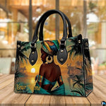 Personalized Black Women Leather Bag, Custom Name African Purses and Handbags Gifts for Mom Birthday Christmas Mothers Day