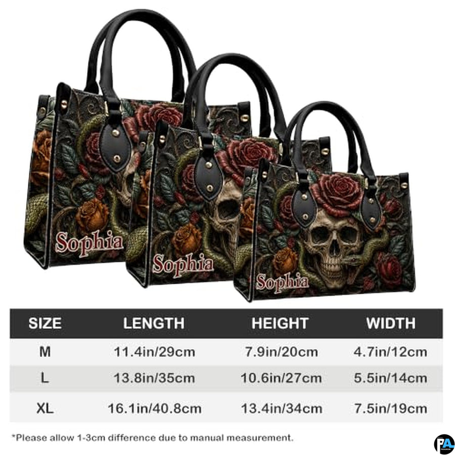 Personalized Halloween Gothic Leather Handbag Custom Raven Black Cat Purse Dark Fantasy Shoulder Bag Gift for Women