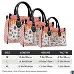 Tabletop perspective of pastel doodle handbag and organizer on neutral surface
