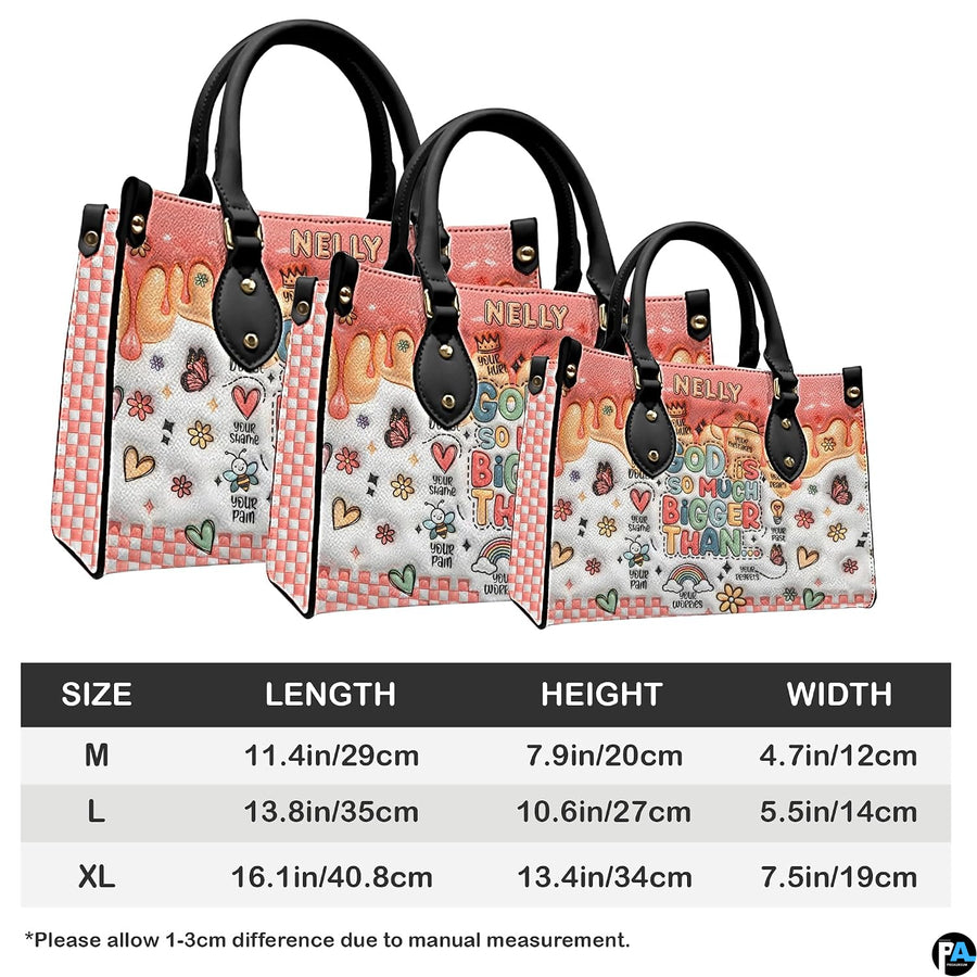 Tabletop perspective of pastel doodle handbag and organizer on neutral surface