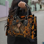 Personalized Halloween Leather Handbag – Custom Witch 3D Printing Effect Purses For Women – Spooky Gothic Shoulder Bag