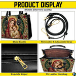 Back view of Madonna handbag featuring coordinated jeweled mosaic and gold filigree pattern
