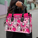 PREAUREUM "{split_values}" Personalized {collection_title} Leather Handbag