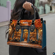 Personalized Book Lover Leather Handbag for Women, 3D Bookstore Library Tote Bag, Literary Gift for Readers, Bookworms