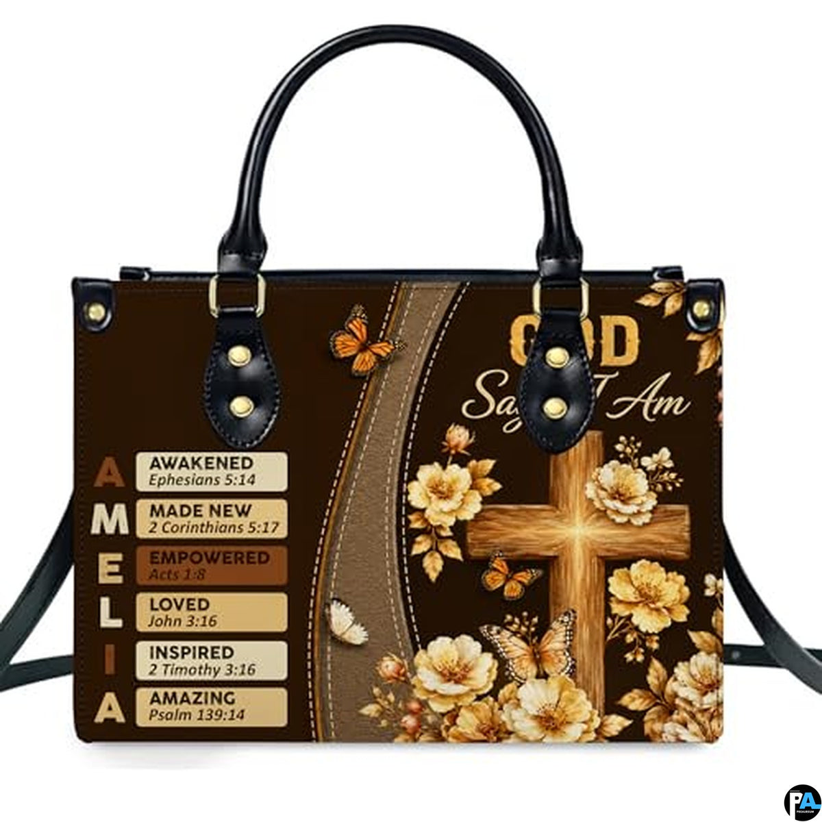 Personalized Christian Leather Handbag, Jesus Christian Tote Bag, Bible Purse, Religious Bags Gift for Mom, Women