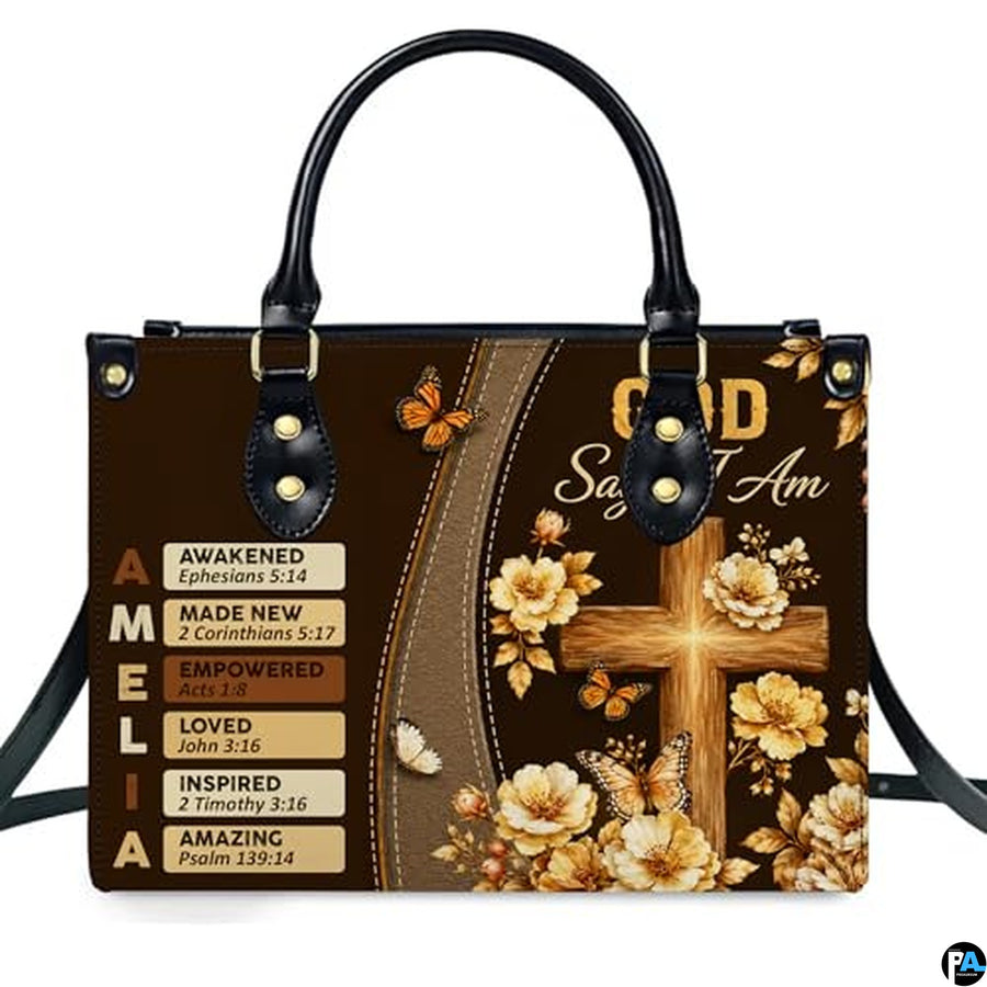 Personalized Christian Leather Handbag, Jesus Christian Tote Bag, Bible Purse, Religious Bags Gift for Mom, Women