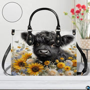 Highland Cow Leather Handbag Custom Cow Purse for Women Country Farm PU Leather Tote Gifts for Farmers Girls Mom Gift