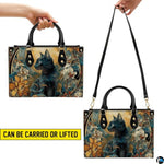 Black Cat Leather Bag – Vintage Cat Art Handbag, Stylish Animal-Themed Purse, Unique Gift for Cat Lovers