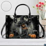 Personalized Halloween Leather Handbag – Custom Witch 3D Printing Effect Purses For Women – Spooky Gothic Shoulder Bag