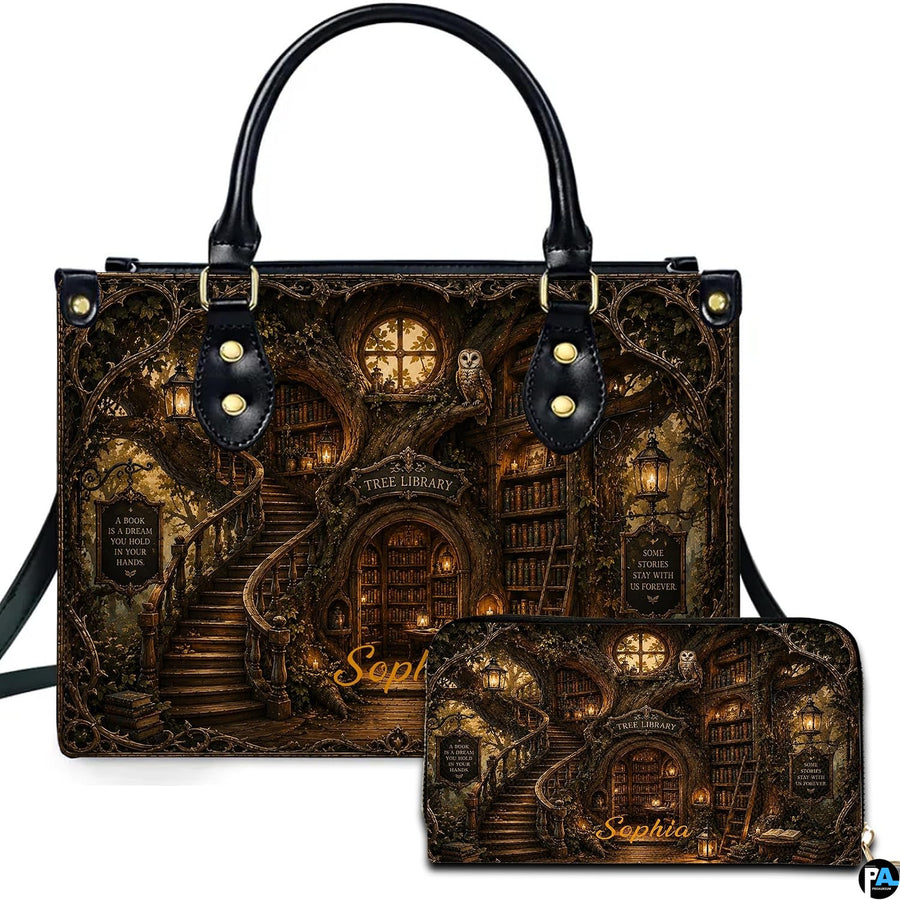 Bookstore Leather Bag, Book Purse for Book Lovers, Shoulder Bag