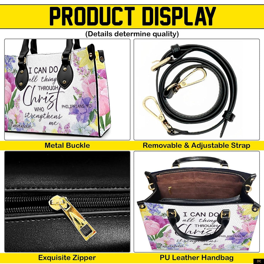 PREAUREUM "{split_values}" Personalized {collection_title} Leather Handbag