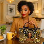 Personalized African American Leather Bag, African Purse, Gifts for Black Girl Women, Black History Handbags