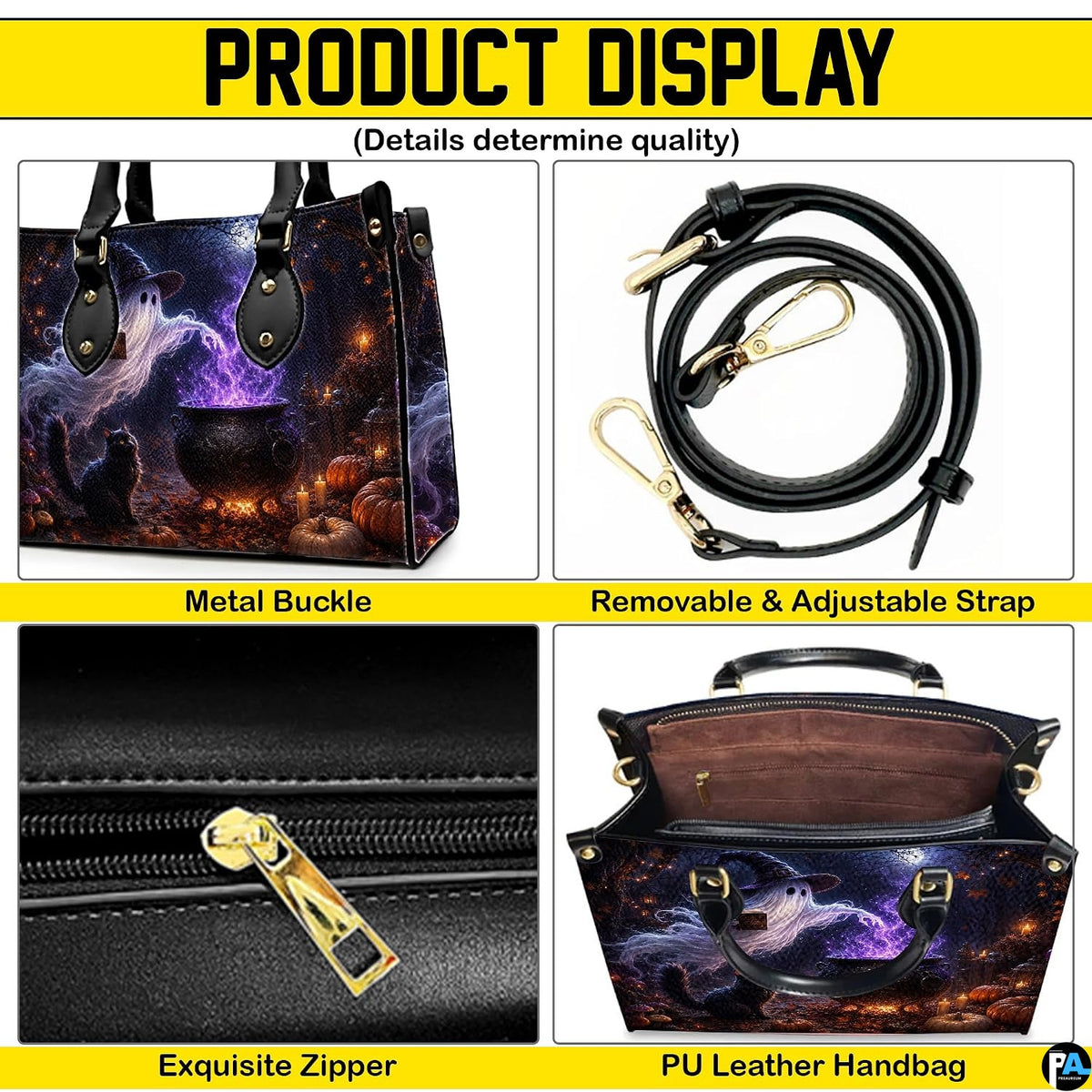 Detailed four-panel view illustrating corner fittings, closure elements, and interior profile.