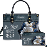 Scripture Floral Blue Handbag & Matching Wallet