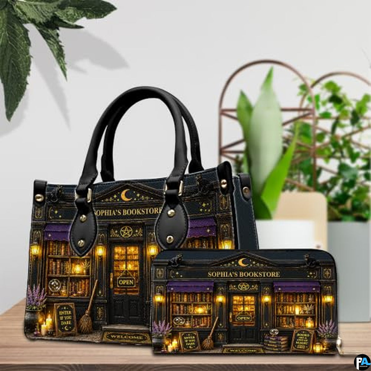 Personalized Mystical Sophia's Bookstore Facade Tote Bag