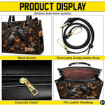 Personalized Halloween Gothic Leather Handbag Custom Raven Black Cat Purse Dark Fantasy Shoulder Bag Gift for Women