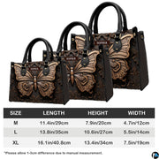 Dimension measurement chart showing medium, large, and extra-large options for the butterfly handbag.