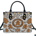 Back view highlighting repeating gingerbread treats and dripping confectionery graphics.