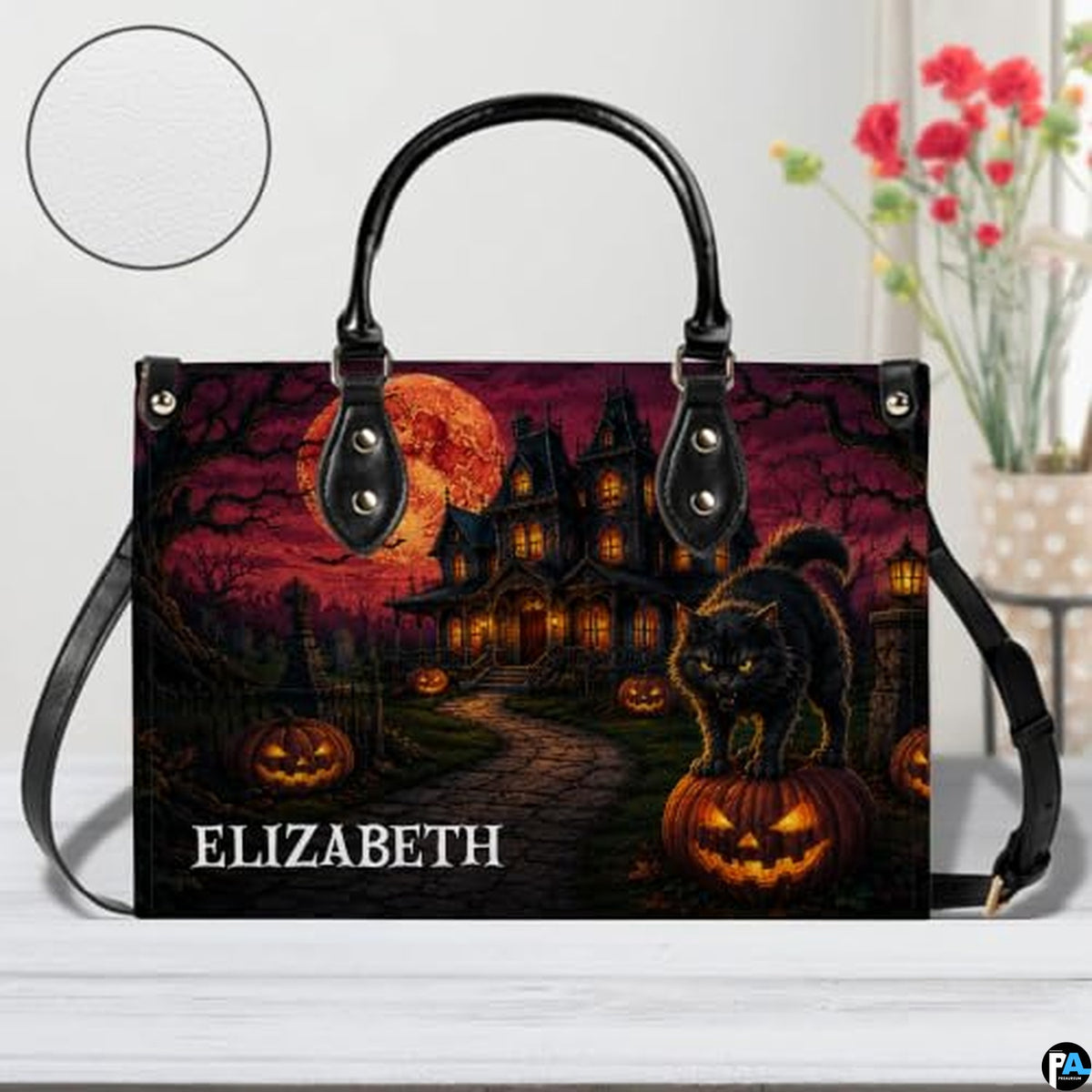 Personalized Witch Leather Bags, Halloween Purses For Women, Witch Art Bag, Spooky Halloween Purses, Holiday Gifts
