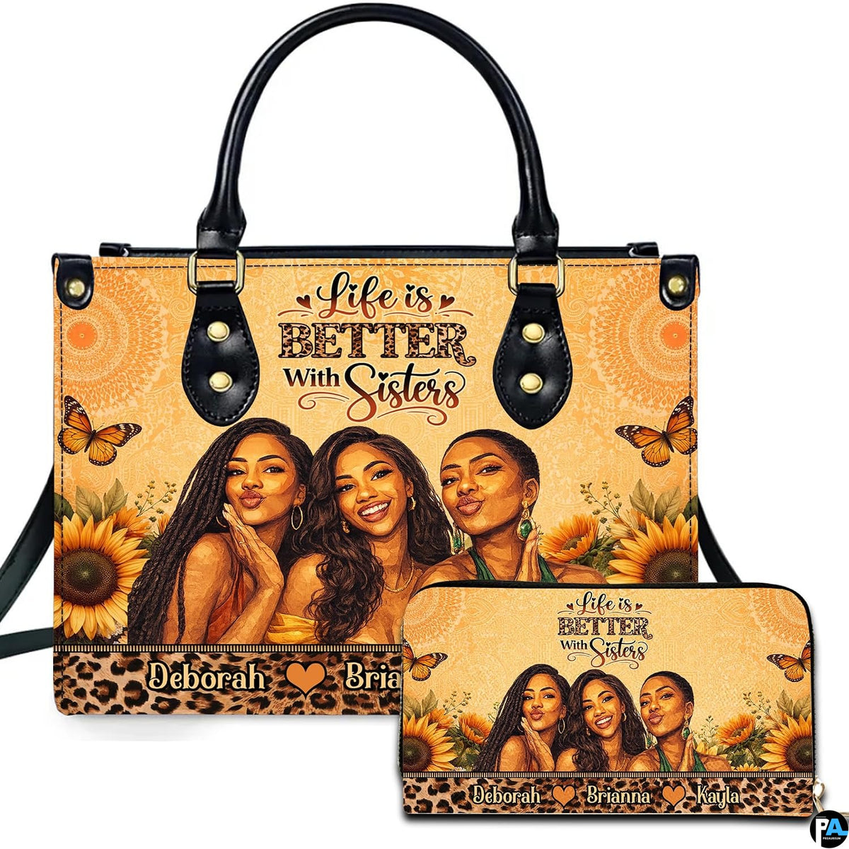 Personalized Leather Handbag for Black Women, Custom African Purse Bag Set, Birthday Meaningful Gifts for Mom, Friend