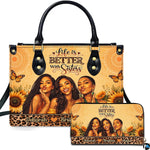 Personalized Leather Handbag for Black Women, Custom African Purse Bag Set, Birthday Meaningful Gifts for Mom, Friend