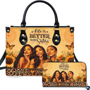Personalized Leather Handbag for Black Women, Custom African Purse Bag Set, Birthday Meaningful Gifts for Mom, Friend