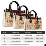 Proportions diagram outlining measurements across medium, large, and extra-large handbag choices.