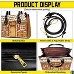 Product detail view highlighting metal buckles, removable shoulder strap, zipper closure, and interior lining.