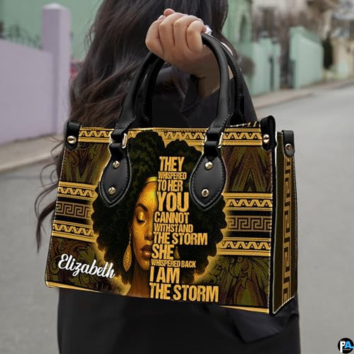 Personalized African American Leather Bag, African Purse, Gifts for Black Girl Women, Black History Handbags