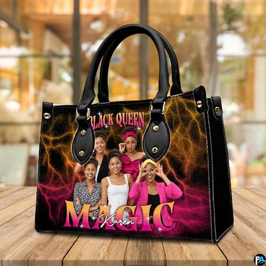 Personalized Leather Handbag for Black Women, Custom African Purse Bag Set, Birthday Meaningful Gifts for Mom, Friend