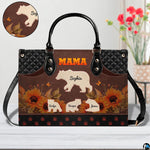 Direct frontal perspective highlighting bear family art silhouettes, sunflowers, and paw border.