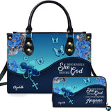 Blue Peony Blooms And Rosary Cross Devotional Artwork