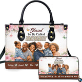 Blush Watercolor Floral Portrait Handbag and Matching Wallet Set