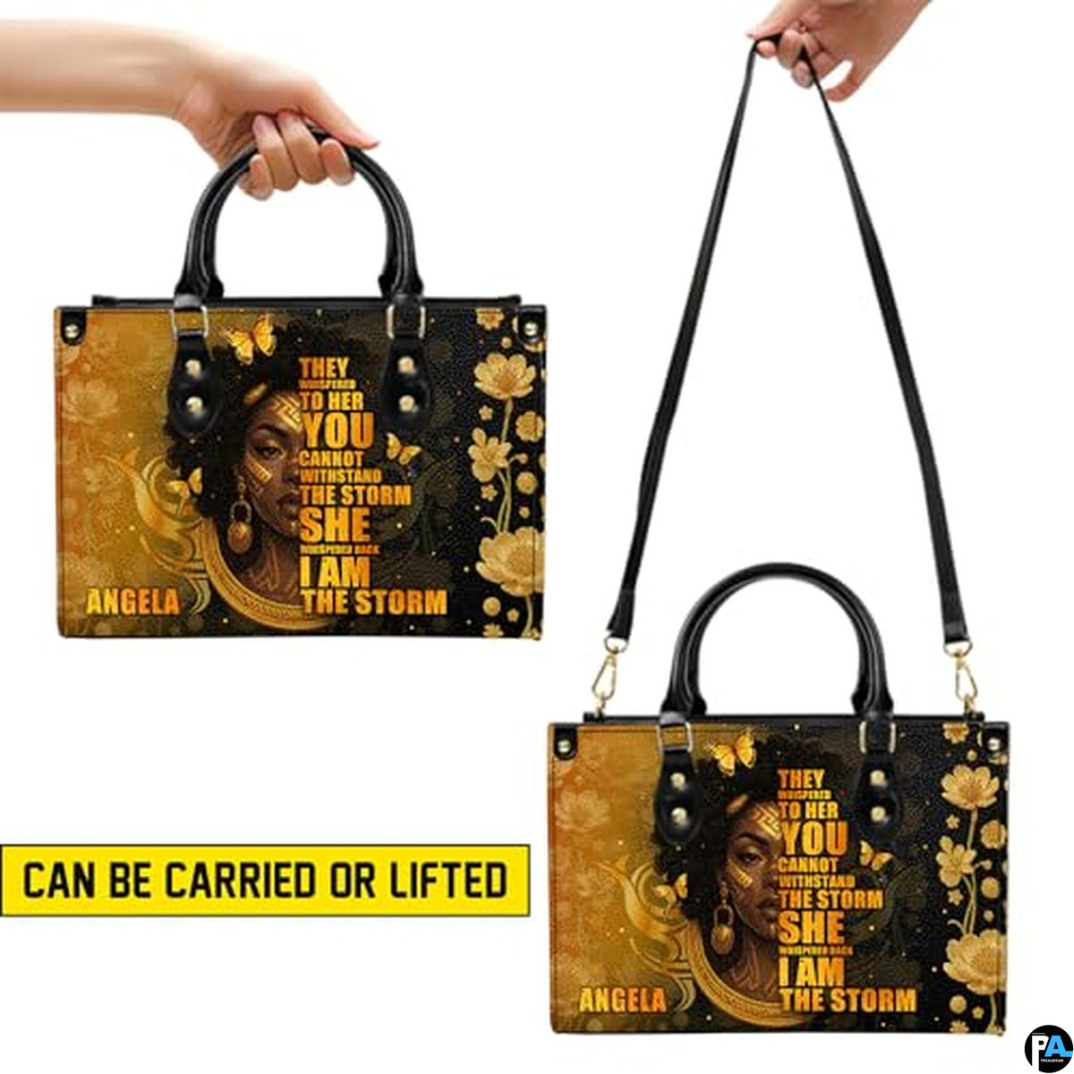 Personalized Leather Handbag for Black Women, Custom African Purse Bag Set, Birthday Meaningful Gifts for Mom, Friend