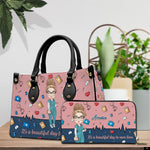 PREAUREUM "{split_values}" Personalized {collection_title} Leather Handbag