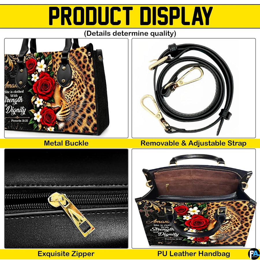 Four-panel showcase illustrating design details, hardware, and interior layout.