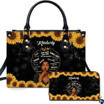 Personalized Leather Handbag for Black Women, Custom African Purse Bag Set, Birthday Meaningful Gifts for Mom, Friend