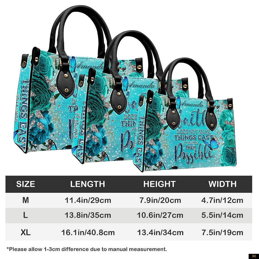 PREAUREUM "{split_values}" Personalized {collection_title} Leather Handbag