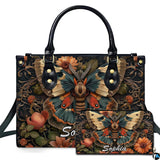 Vintage Botanical Moth Floral Handbag and Matching Wallet Set