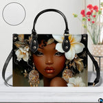Personalized Black Women Leather Bag, Custom Name African Purses and Handbags Gifts for Mom Birthday Christmas Mothers Day
