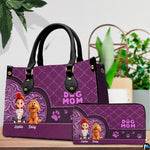 Coordinating purple western dog lover tote handbag and zippered wallet duo