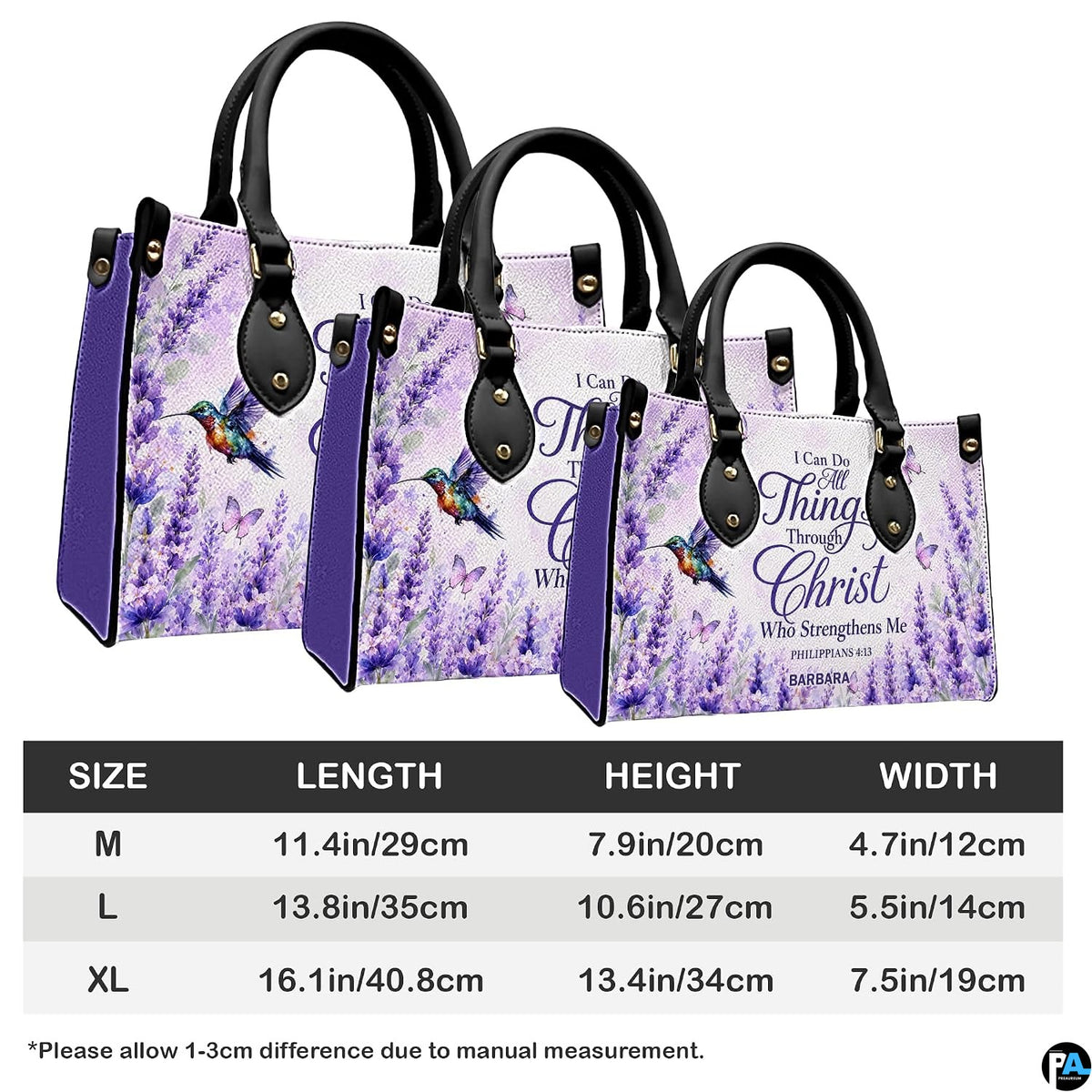Coordinated lavender floral handbag and matching wallet set on white surface