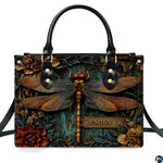 Personalized Animal Leather Handbag – Custom Name Flowers with 2D Print with 3D Effect – Gift for Gramma, Mom, Daughter