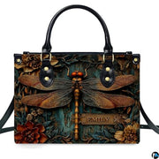 Personalized Animal Leather Handbag – Custom Name Flowers with 2D Print with 3D Effect – Gift for Gramma, Mom, Daughter